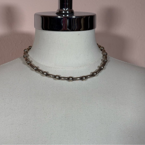 Vintage Rising Sun Navajo Sterling Silver Pearls Southwestern Choker Necklace - Picture 6 of 17